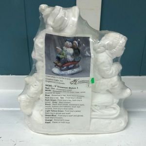 Vtg California Creations Ready To Paint “ SNOWMAN MAKES  3 “ 94385 NEW Christmas